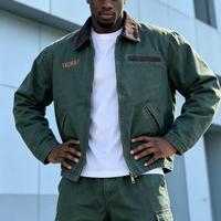 Blouson de travail en toile de canard coupe ample à col à revers, style bomber