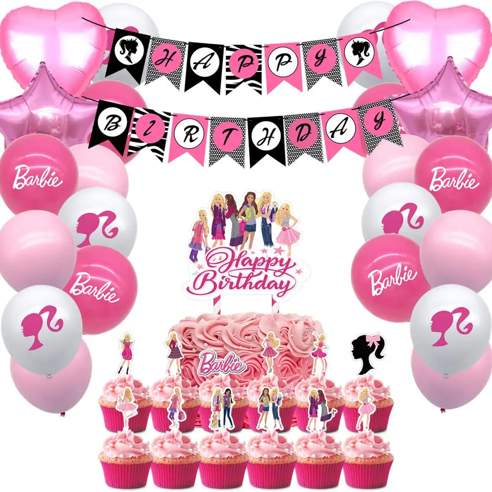 Princess Theme Party Decorations Party Supplies Pink Girl Party Decorations Birthday Theme Supplies Balloons