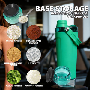 Paket kustom botol pengocok besi tahan karat terisolasi antibocor dengan tempat penyimpanan dasar untuk minuman Protein kebugaran - Product Image 3