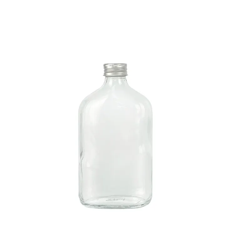 Custom 350ml Flint Empty Glass Beverage Bottles Wholesale Flat Glass Bottle For Milk Juice
