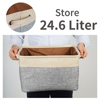 Boîte de rangement en tissu de lin avec poignée de transport pour les étagères du placard, l'organisation de la maison et du bureau