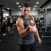 Kettlebell en fonte massif avec revêtement plastique pour l'entraînement des fessiers et les exercices de squat à domicile