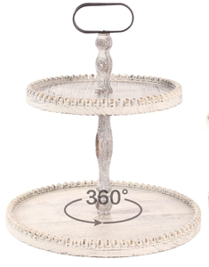 <span class=keywords><strong>Étagère</strong></span> <span class=keywords><strong>à</strong></span> <span class=keywords><strong>épices</strong></span> vintage <span class=keywords><strong>à</strong></span> deux niveaux, de type debout, <span class=keywords><strong>en</strong></span> bois, avec plateau rond de service - Product Image 1