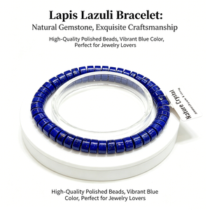 Bracelet en <span class=keywords><strong>Lapis</strong></span> <span class=keywords><strong>Lazuli</strong></span> Naturel de Haute Qualité, Perles Tubulaires Bleues en <span class=keywords><strong>Lapis</strong></span> <span class=keywords><strong>Lazuli</strong></span>, Bracelet Extensible, Bijou en Pierre Gemme Guérisseuse - Product Image 2
