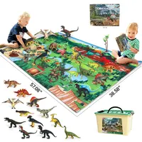 2022アップグレードジュラ紀教育小冊子動物フィギュアプレイセットリアルな恐竜の世界のおもちゃと大規模なアクティビティプレイマット