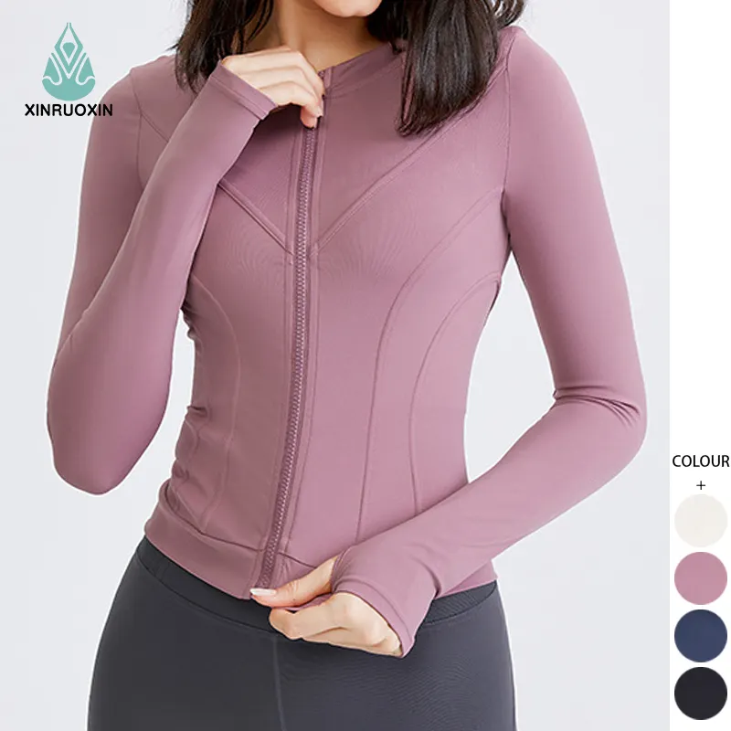 Sports coat women lean tight stretch quick dry yoga jacket long sleeve running training fitness clothes