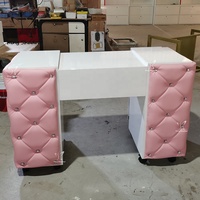 Ensemble table et chaise de manucure moderne pour salon de beauté avec collecteur de poussière facile à nettoyer et support à vernis à ongles, couleur rose, idéal pour les salons de beauté et centres commerciaux