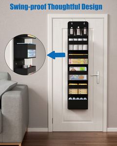 6-<b>Shelf</b> Over Door Clothing Organizer Foldable Multifunctional <b>Hook</b> Type Storage Bag with Clear Window for Living Room - Product Image 3