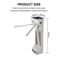 Torniquete Trípode con Lector RFID, Control de Acceso Biométrico, Puerta de Seguridad Automática Mecánica de Acero Inoxidable IP54
