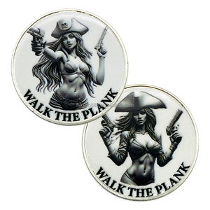 5 Monedas Coleccionables <span class=keywords><strong>de</strong></span> Plata Plateada <span class=keywords><strong>de</strong></span> Piratas Negras y Blancas para Niñas, Tema Desafío Pirata - Product Image 2