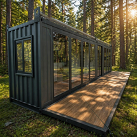 Maison conteneur en acier de 40 pieds, 1 chambre, design moderne, installation rapide, terrasse électrique, bureau mobile, usage hôtelier, 50 ans