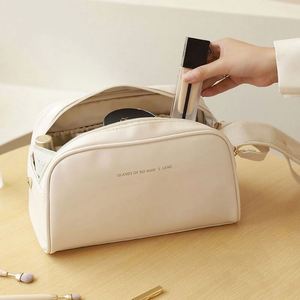 Bolsa de Maquillaje de Piel Sintética con Doble Cierre, Bolsa de Cosméticos Impermeable para Viaje con Asa - Product Image 5