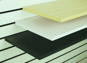 हिकुआ कस्टम टिकाऊ mdf sltwall पैनल 4x8f मेलमाइन एमडीएफ दीवार डिस्प्ले बोर्ड सुपरमार्केट खुदरा और स्टोर जुड़नार के लिए - Product Image 2