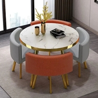Ensemble de table de restaurant moderne et simple pour café, table ronde d'intérieur avec quatre chaises, ensemble de table à manger moderne