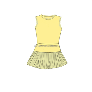 Vestido de tenis para niñas con capas de malla, pantalones cortos incorporados y ribete de encaje, conjunto personalizado de tela de yoga para deportes escolares y uso diario. - Product Image 2