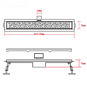SANIPRO 304 Stainless Steel Long <strong>Shower</strong> Floor Drain <strong>Hair</strong> <strong>Catcher</strong> Anti Odor Black Color Linear Drains for Bathroom - Product Image 4