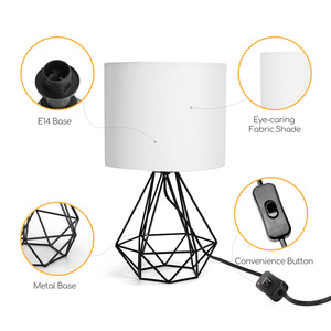 Aigostar Retro lampada da tavolo industriale E14 porta lampada decorativa con paralume bianco e Base in metallo - Product Image 5