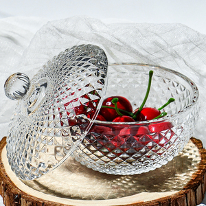 Luxuriöser Transparenter Runder Glas-Kristall Schmuckaufbewahrungsbehälter Lebensmittel-Aufbewahrungsbehälter Gewürz- und Obstglas Bonboniere Kerzenhalter - Product Image 5