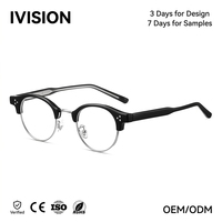 Lunettes demi-cerclées de style japonais classique pour hommes et femmes, anti-lumière bleue, monture noire, prêtes pour la prescription optique, vente en gros