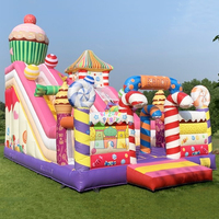 Château gonflable géant d'extérieur unisexe combiné avec toboggan Terrain de jeu gonflable Candyland pour s'amuser
