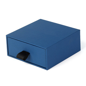Factory Custom Logo Luxury Blue Drawer Jewelry Box with Velvet Insert Paper Cardboard Packaging for Necklace Ring <b>Gift</b> - Product Image 5