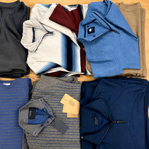 Meow Fashion Men's And Women's Casual Knitwear <b>Pullover</b> <b>Sweaters</b> Crew Neck Zipper Full Sleeve Striped Cotton Autumn Ready Stock - Product Image 1