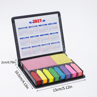 Bloc-notes rectangulaire personnalisé promotionnel 2026, mini bloc-notes, couverture en cuir PU, ensemble de notes adhésives avec calendrier