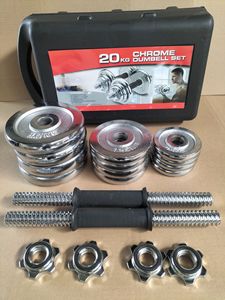 Haltères réglables 40 kg, barre chromée électrolytique réglable argentée, haltères chromés 50 kg, ensemble d'haltères pour la salle de sport - Product Image 5