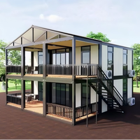 Villa Moderne Préfabriquée à Montage Rapide, Extensible, en Conteneurs 40 et 20 pieds, 5 Chambres, Cuisine Écologique, Bureau Mobile, En Promotion