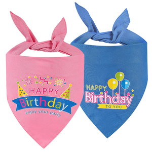 Bandana triangulaire ajustable en coton mélangé imprimé <span class=keywords><strong>Joyeux</strong></span> <span class=keywords><strong>Anniversaire</strong></span> GorisPet pour chiens et chats - Accessoires doux pour animaux de compagnie pour les fêtes - Product Image 3