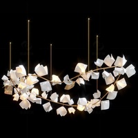 Nouvelle Suspension LED en Céramique de Taille Moyenne à Télécommande, Motif Pétale Floral, 220V, Dimmable, CRI 90 Élevé, pour Décoration d'Hôtels et de Gîtes
