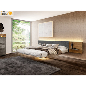 Cabecera de <span class=keywords><strong>Cama</strong></span> de Cuero con Pliegues Horizontales Delicados, Diseño Italiano Moderno y Minimalista, <span class=keywords><strong>Cama</strong></span> Doble Levitante con Luces LED - Product Image 2