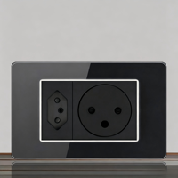 Prise murale PC noire moderne 0 prises CA 230V 10A IP20 2 modules intégrés Wi-Fi compatible application Smart Life Port USB-C YUHE 86x86mm 1m