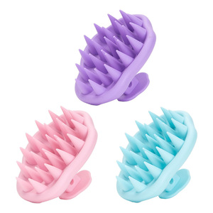 Peigne à shampooing en silicone pour massage du cuir chevelu, pour adultes et bébés, rose, bleu, violet - Product Image 1