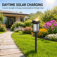 Lampes solaires de jardin du crépuscule à l'aube, étanches, LED 3000K, carrées cannelées, pour l'aménagement paysager extérieur