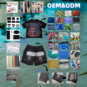 Conjunto de 2 piezas de algodón grueso estilo streetwear para hombre: camiseta oversize y pantalones cortos con logo gráfico personalizado, chándal holgado de verano - Product Image 6