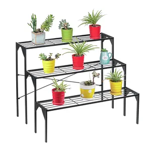 Oniya Indoor Outdoor Patio Schwarz 3 Tier Home Metall Blumen Pflanzer Stand