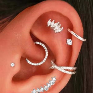 1 ud. Pendiente de titanio ASTM F136 16G con rosca interna e incrustaciones de circonita, tipo labret de parte trasera plana, para lóbulo, hélice, tragus, con forma de corazón, regalo para niños - Product Image 5