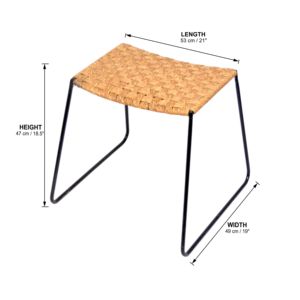 Modern Outdoor <b>Stools</b> Wooden Hand Woven Seat Metal Frame Custom Cheap Wood Exporter <b>Kitchen</b> Hotels Malls Resorts Restaurants - Product Image 5