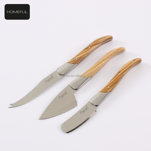 Set de 3 coupe-<span class=keywords><strong>fromage</strong></span> <span class=keywords><strong>Laguiole</strong></span> en acier inoxydable avec manche en bois d'olivier pour couper le beurre et le <span class=keywords><strong>fromage</strong></span> - Product Image 2