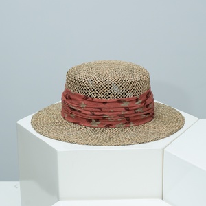 Sombrero de <span class=keywords><strong>Jazz</strong></span> de Paja Estilo Británico de Verano, 100% Hecho a Mano, con Encaje de Paja, Copa Plana, Unisex, Ajustable, para Fiestas, Viajes y Protección Solar - Product Image 2
