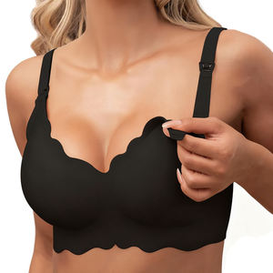 卸売 アイスシルク S <span class=keywords><strong>M</strong></span> L XL シームレス セクシー Vネック ソフト ワイヤレス スリープ ナーシングブラ 快適 マタニティ 授乳ブラ - Product Image 1