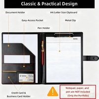 Porte-documents A4 en cuir PU avec logo personnalisé, organiseur de documents avec emplacements pour cartes et porte-stylo pour le bureau