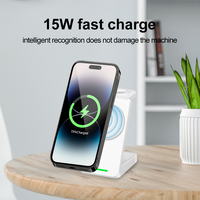 Cargador Inalámbrico Magnético 3 en 1 de Alta Calidad, Nuevo, Carga Rápida de 15W, para Teléfonos Celulares, Conexión Inteligente a Escritorio, Uso con Auriculares