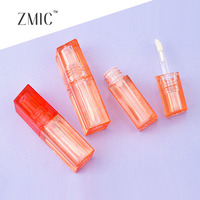 Tubes de gloss à lèvres de 3 ml, forme unique, vides, orange, à double paroi, pour rouge à lèvres liquide, avec bouchon, tube en plastique personnalisé à mécanisme rotatif