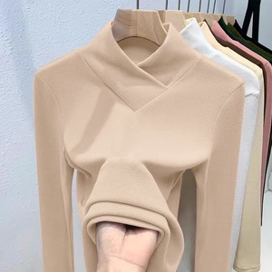 Women High Neck Long Sleeve Base Layer Top Slim Fit Ribbed Mustard Color Inner Wear For Autumn Winter 2025 - Product Image 4