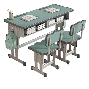 Mobilier scolaire réglable en MDF de haute qualité Design moderne Double table d'école Chaise de bureau pour <span class=keywords><strong>étudiant</strong></span> Fournisseur réputé-Métal - Product Image 5
