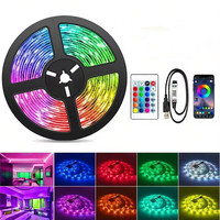 Tira de Luces LED Inteligentes RGB 5050 de 5V con Control Remoto USB de 24 Teclas, Luces Decorativas que Cambian de Color para Sincronización con Música, Fiestas y Decoración del Hogar