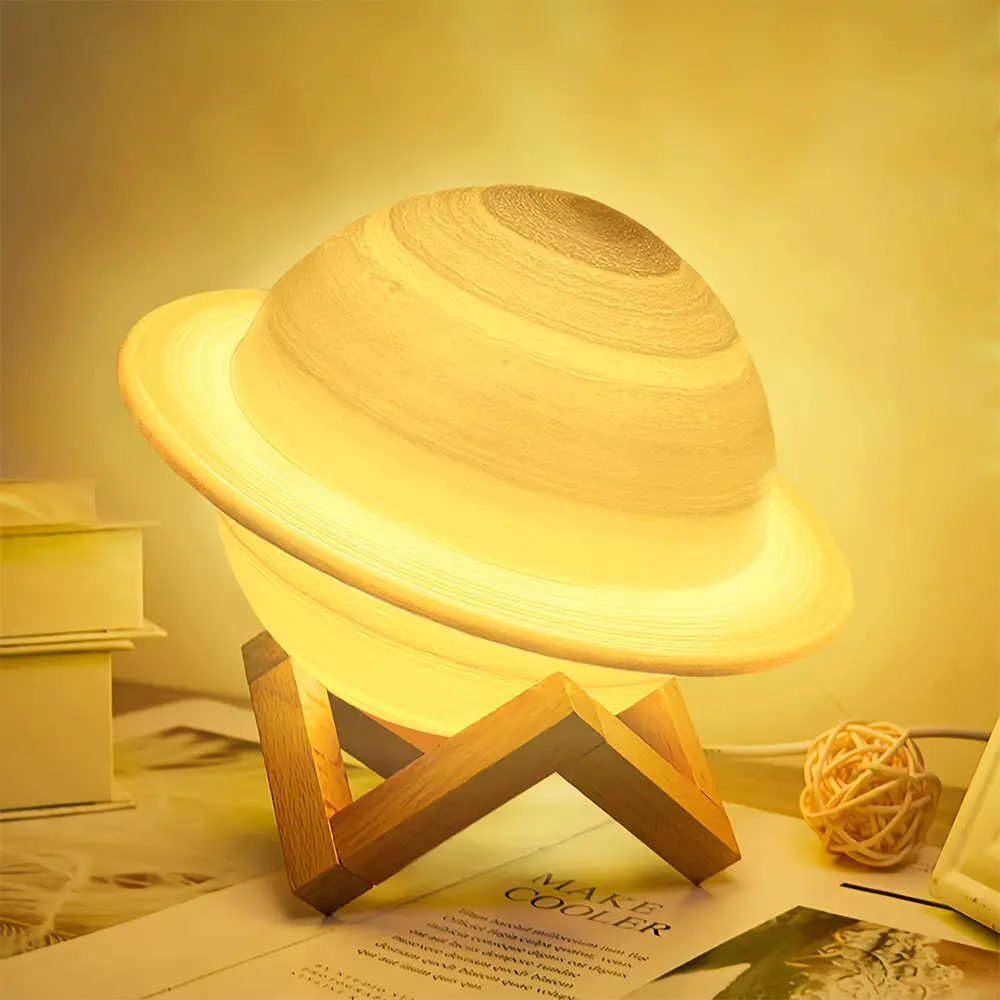 Yuancheng LED Saturn Lamp, 16 Colors Planet Lamp 3D Print Decor Lampara Saturno Moon Lamp