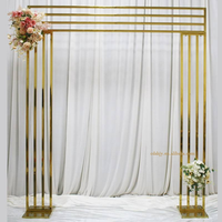 Décorations de scène pour événements élégants, fournitures pour fêtes, fonds de scène en métal doré, cadre rectangulaire en fer, support de fond de scène pour fleurs, arche de mariage